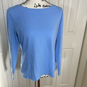 Brooks Brothers Women’s Blue Boat Neck Long Sleeve Shirt Cotton/Spandex Large
